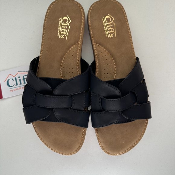 Cliffs by White Mountain Women's Slide Sandal Black Size 10 Comfort Sole - Picture 3 of 9